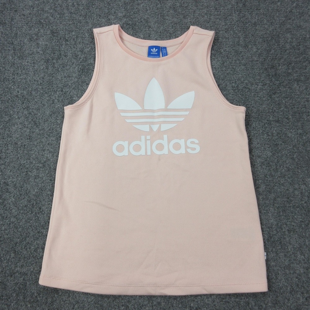 Adidas Tank‎ Top Womens XS Pink Trefoil Logo Mesh Sleeveless Athletic Casual